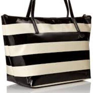 Kate Spade Penn Valley Sophie Black Cream Striped Tote